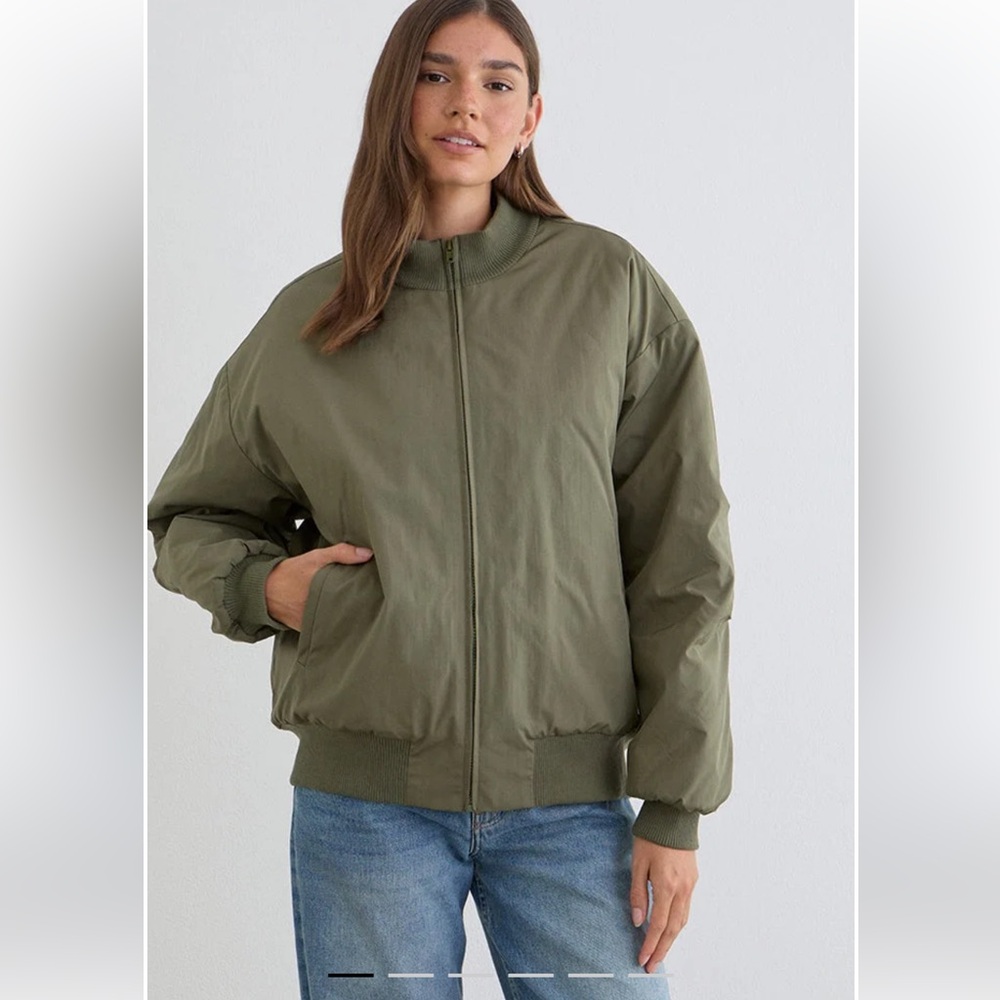 Motel rocks Najora Puffy Bomber Jacket In Dark Sage
